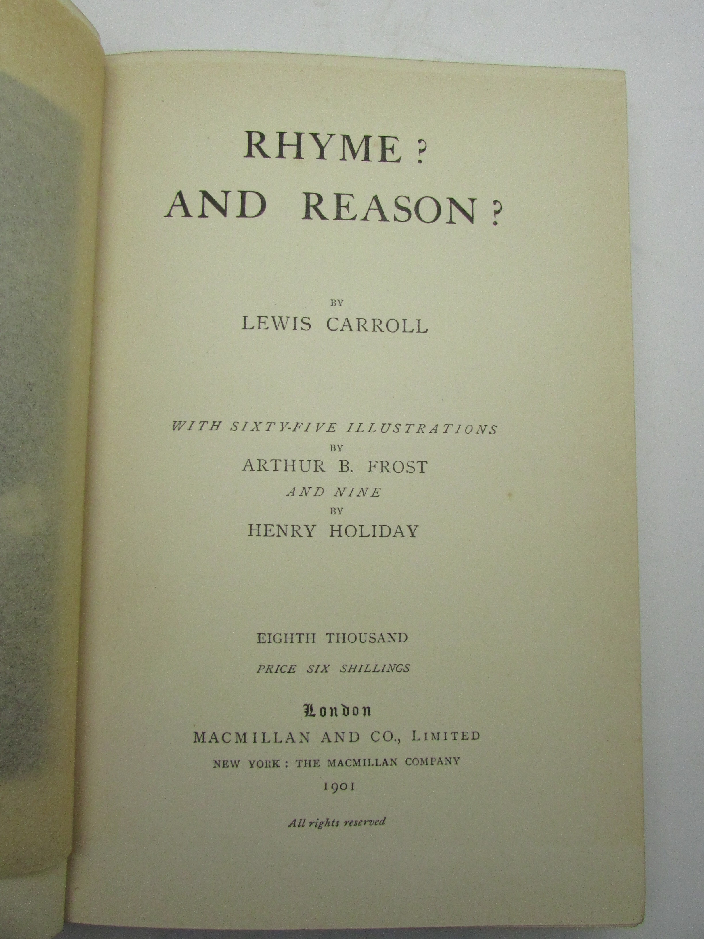 Rhyme? And Reason? by CARROLL, Lewis. [Dodgson, Charles, L]. Harrison