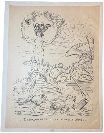 Débarquement de la Nouvelle Année 1896. by WILLETTE, Adolphe