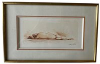 Eaux Forte à la sanguine - Nu allongé by VYBOUD, Jean Auguste