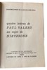 Another image of Quatre lettres au sujet de Nietzsche. by VALÉRY, Paul