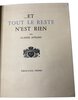 Another image of Et Tout le Reste N'est Rien. by AVELINE, Claude.