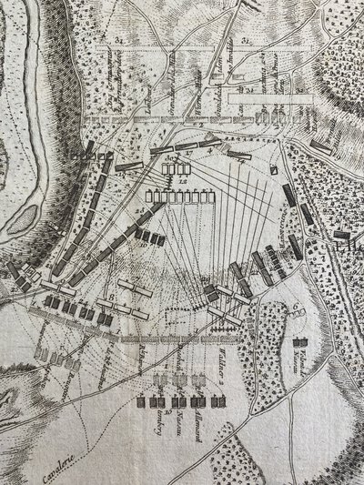 Bataille de Sandershausen gagnée par l'avant garde de l'Armée de Soubise commandée par M. le duc de Broglie sur les Hessois commandés par M. le prince d'Isenbourg le 23 juillet 1758 by M. C. D. L. R.