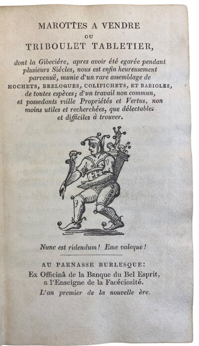 Marottes à vendre ou Triboulet tabletier by [TRIPHOOK, Robert (Ed.)].