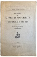 Catalogue de livres et manuscrits provenant de la bibliothèque de M. André Gide. by [GIDE, André]