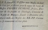 Another image of PLACARD MORTUAIRE de Messire Antoine Lebel, Prêtre Docteur de la faculté de Théologie, Chanoine de l'Eglife de Bourges. by [ANON]