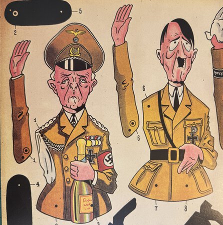 Jumping Jack paper dolls (sprællemænd) of leading Nazis. by BRAMMING, Frederik.