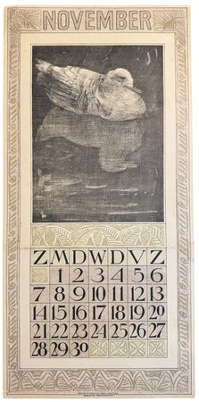 November 1909 - a leaf from a art nouveau calendar by HOYTEMA, Theo Van.