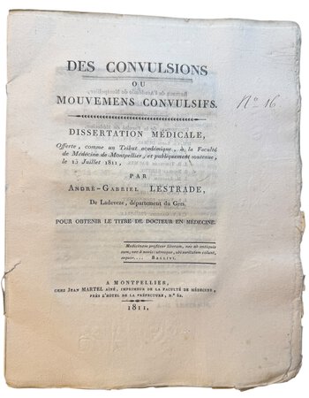 Des convulsions ou mouvemens convulsifs. by LESTRADE, André-Gabriel.