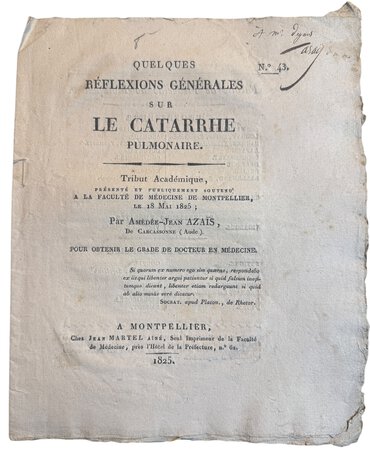 Quelques Réflexions Générales sur Le Catarrhe Pulmonaire. by AZAÏS, Amédée-Jean