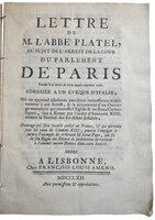 Lettre de M. l'Abbé Platel / Carta de M. Abbade Platel com o motivo da Sentença, by PARISOT, Pierre-Curel