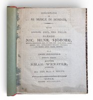 Dissertatio De vi musicae in homines. by WENSTER, Emannuel.