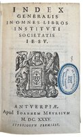 Index generalis in omnes libros Instituti Societatis Iesu. by [VAN MEUR. Johannes,]