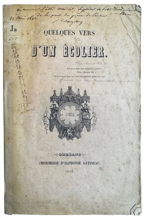Quelques vers d'un écolier by VAUZELLES, Ludovic de.