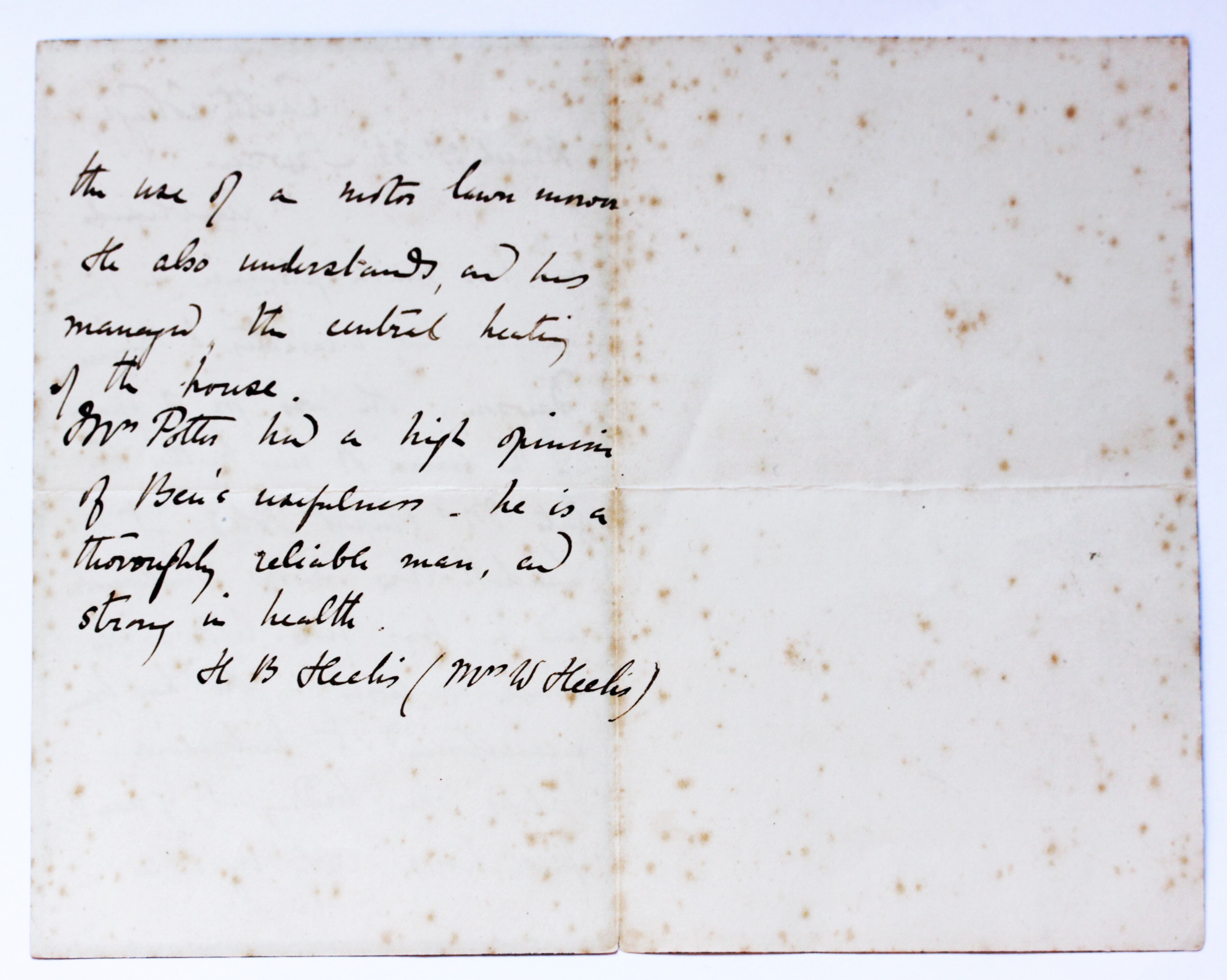 A Two Page Letter Of Reference Written On Black Edged David Miles 