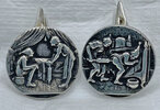 Another image of PAIR OF RARE NICKEL(?) AND SILVER ‘CLYSTER’ BUTTONS/CUFFLINKS by [MEDICAL SATIRE].