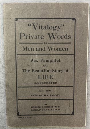 [COVER TITLE.] ‘VITALOGY’ PRIVATE WORDS by [GUIDES TO SEX.] [CONGER, Horace O. and Caroline P. CRANE]