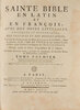 Another image of La Sainte Bible en latin et en françois, avec des notes litterales, critiques et historiques : des préfaces et des dissertations tirées du Commentaire de Dom Augustin Calmet, Abbé de Senones, de M. l'Abbé de Vence, & des auteurs les plus célébres : pour faciliter l'intelligence de l'Écriture Sainte. Seconde édition augmentée, enrichie de figures en taille-douce & cartes géographiques. by BIBLE.