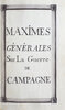 Another image of Maximes générales sur la guerre de campagne. by (MILITARY).