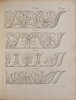Another image of Recueil des dessins d’ornements d’architecture de la manufacture de Joseph Beunat, à Sarrebourg, et à Paris, rue Napoléon, No. 11, contenant tout ce qui a rapport à la decoration des appartements, tells que panneaux, dessus de portes, dessus de glaces, frises, pilastres, montants, rosaces, entablements, moulures, écoinsons, modillons, &. &. by BEUNAT, Joseph.