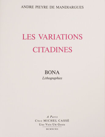 Les Variations Citadines. by BONA, illustrator. Andrê Peyre de MANDIARGUES.