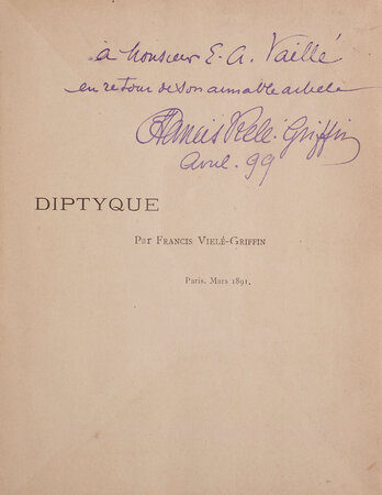 Diptyque. by VIELÉ-GRIFFIN, Francis.