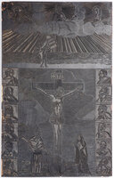[Original woodblock for a devotional print of the Crucifixion. by (WOODCUT)