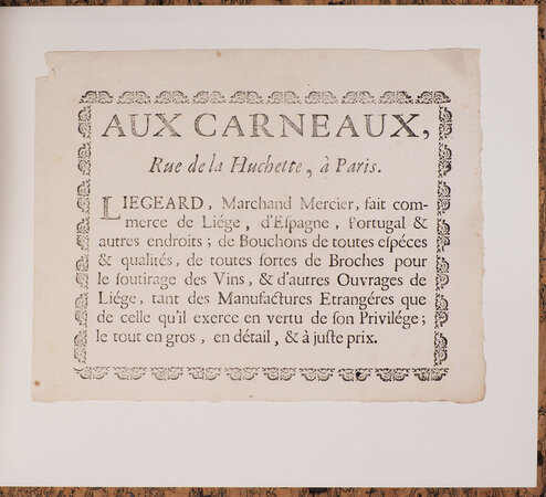 [Handbill. by (WINE). LIÉGEARD, ‘Marchand Mercier’.