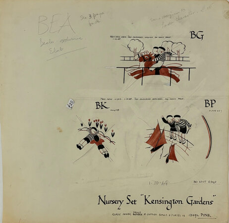 "Kensington Gardens" Designs for a Nursery Set for Poole Pottery. by CARTER, Truda.