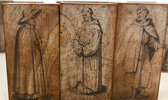 Another image of Fifteen wooden printing blocks with fine pencil drawings on each depicting the vestments of various monastic orders. by WALLER, John Green.