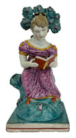 The Reading Maid. by SHERRATT, Obadiah, attrib. STAFFORDSHIRE POTTERY. [REGENCY FEMALE READERS].