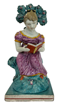 The Reading Maid. by SHERRATT, Obadiah, attrib. STAFFORDSHIRE POTTERY. [REGENCY FEMALE READERS].