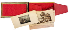 Another image of 'Souvenir'. Highly decorated box containing drawings and writings of friendship. by ALBUM AMICORUM.