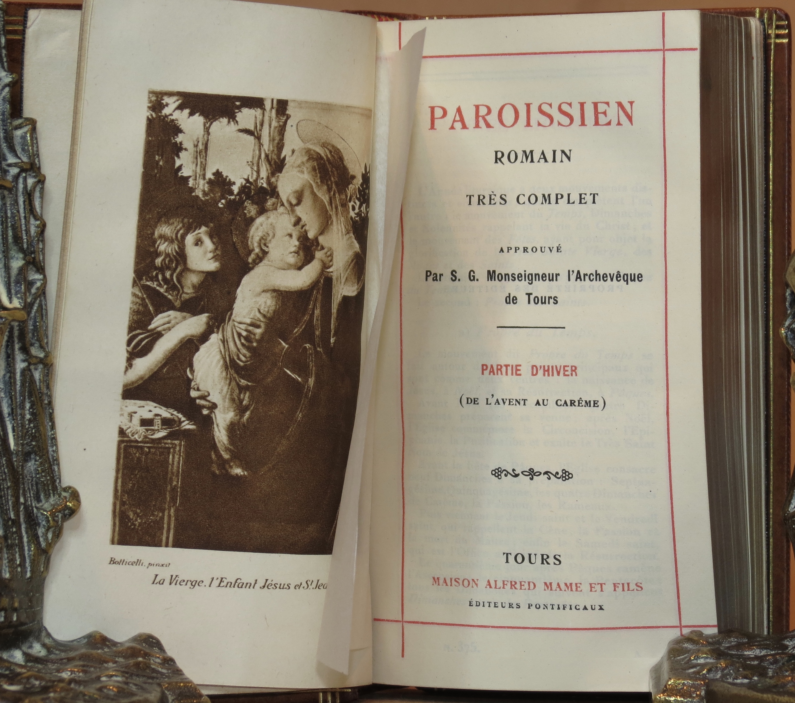 Livre Ancien : Paroissien Romain Hiver - Édition Limoges Fin XIXe - Initiales MS Argent