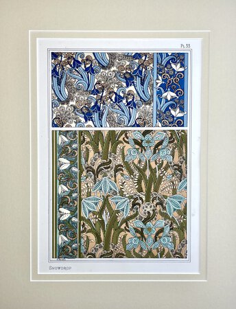 SNOWDROP. Art Nouveau Pochoir Lithographic print. by J. Milesi. SCHOOL OF EUGENE GRASSET.
