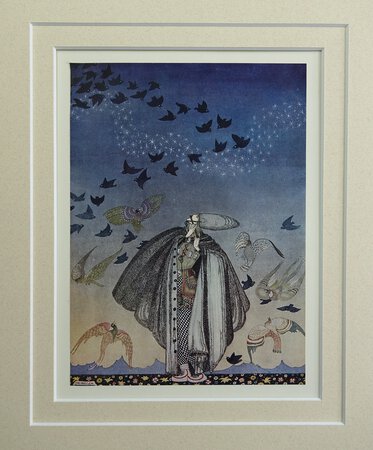 ‘No sooner had he whistled than he heard a whizzing and a whirring from all quarters, and such a large flock of birds swept down that they blackened all the field in which they settled’ by By Kay Nielsen.