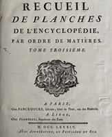 Recueil de planches de l'Encyclopédie par ordre de matières. Tome troisième. by As issued for binding – illustrations from Panckoucke's Encylopedia 1784 [PANCKOUCKE]