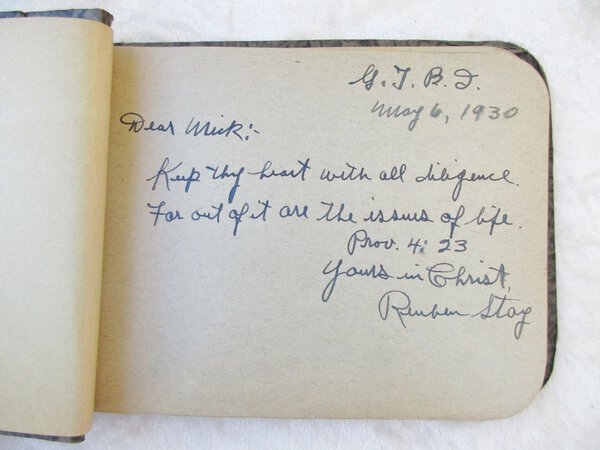 1930 GLAD TIDINGS BIBLE INSTITUTE - AUTOGRAPH ALBUM of BROTHER NICHOLAS TOUNGAUR