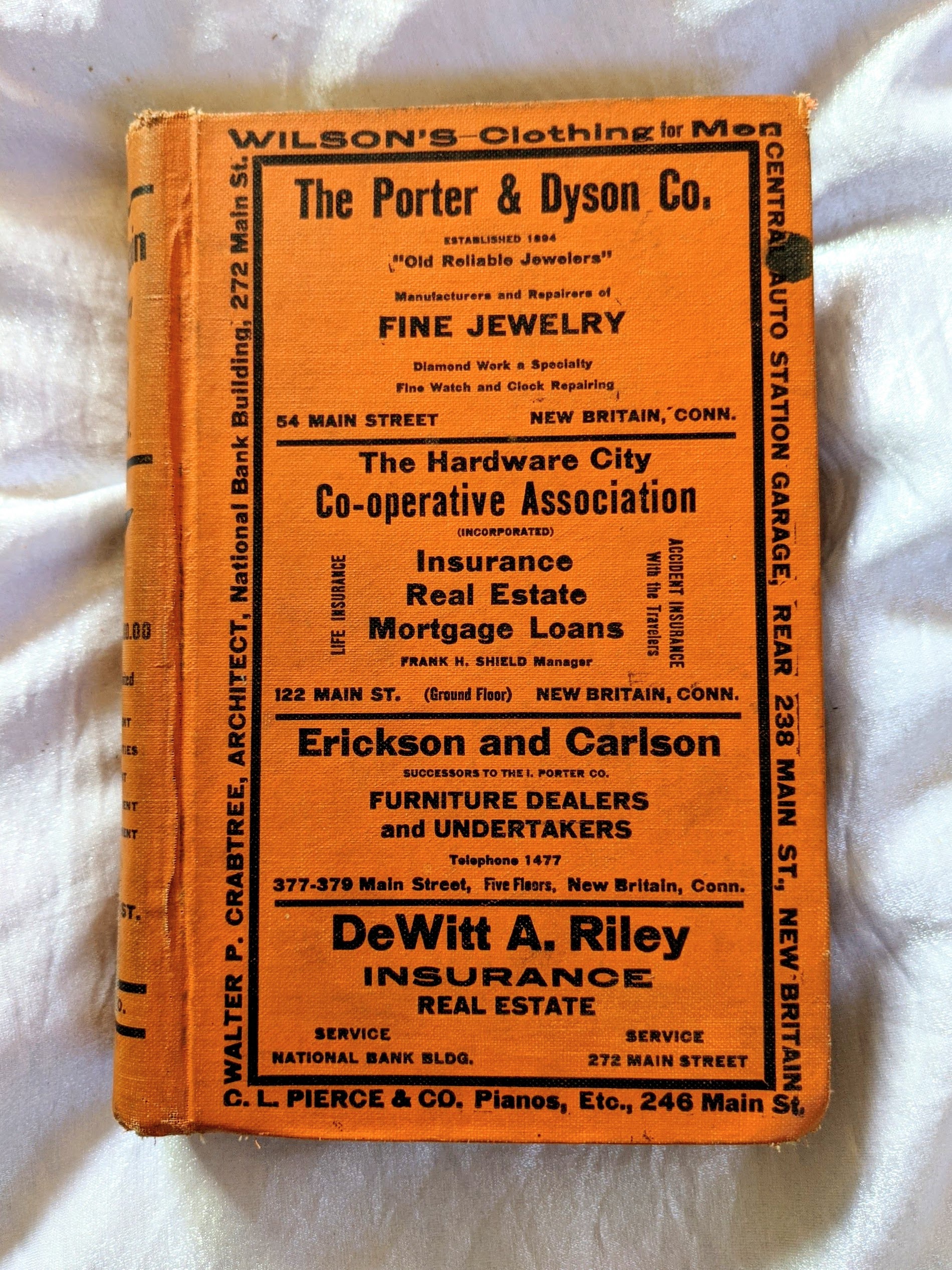 1922 NEW BRITAIN, CONNECTICUT, CITY DIRECTORY w/ Every RESIDENT