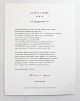 MICHAEL MCCLURE POETRY BROADSIDE "MORTAL NOTE" with a Handwritten Epitaph to JFK by Michael McClure