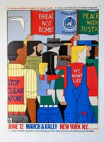 BREAD NOT BOMBS POSTER by ARTIST GIANCARLO IMPIGLIA - PROTEST MARCH NYC 1982