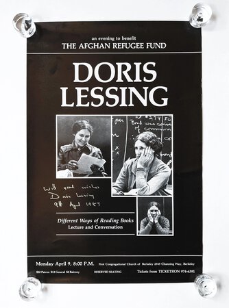 DORIS LESSING POSTER - SIGNED & INSCRIBED - LECTURE & CONVERSATION EVENT to BENEFIT AFGHAN REFUGEES 1984 by Doris Lessing