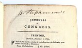 Another image of 1801 JOURNALS OF CONGRESS VOL. X Nov. 1784 - Nov. 1785 Original Folwell Ed 1/400 - SIGNED by TWO EARLY & IMPORTANT ILLINOIS CONGRESSMEN & CONSTITUTIONAL CONVENTION DELEGATES by Various Senators and Congressmen [with SIGNATURES of JESSE BURGESS THOMAS and COLONEL BENJAMIN STEPHENSON]