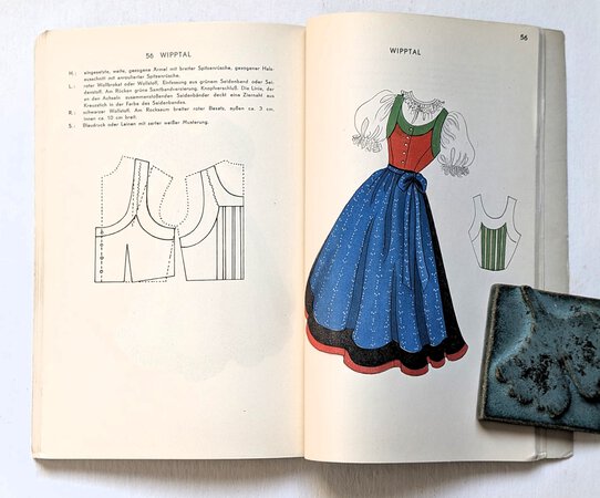 1950 The TRADITIONAL AUSTRIAN DIRNDL w/ 64 FULL COLOR DIRNDLS + ACCOMPANYING PATTERNS by Maria Strnad
