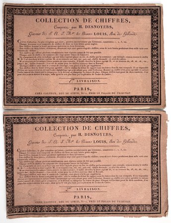 Engraved Antique French Ornamental Letterforms & Ciphers 1806 in Two Volumes COLLECTION DE CHIFFRES, Composés par H. Desnoyers, Graveur de S. A. I. Mgr. le Prince Louis, Roi de Hollande. 1e & 2e Livraison by H. Desnoyers