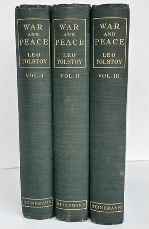 Pioneering FEMALE TRANSLATOR Constance GARNETT Tolstoy's WAR and PEACE in 3 VOLUMES by Leo Tolstoy