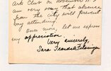 Another image of 1920 SARA TEASDALE MANUSCRIPT LETTER written at CROMWELL HALL SANITARIUM by SARA TEASDALE