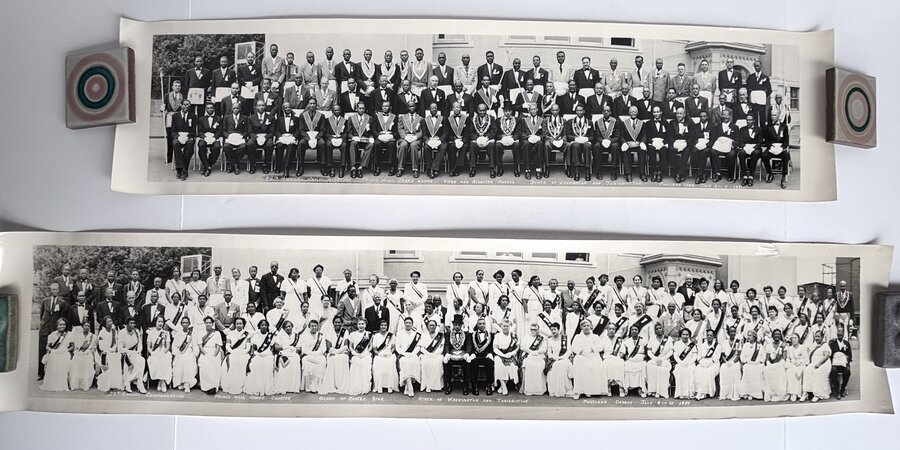 Two Rare Photos of AFRICAN AMERICAN Fraternal Organizations PRINCE HALL FREEMASONS and WOMEN'S ORDER of the EASTERN STAR by Theodore Mentzer [Photographer]