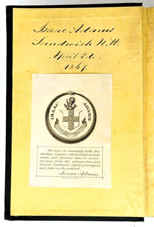 1867 De Voe THE MARKET ASSISTANT - Copy of ISAAC ADAMS, Inventor of the Printing Press that Revolutionized Book Printing in America, with his SIGNATURE, PLACE, DATE and BOOKPLATE by Thomas F. De Voe [Isaac Adams]