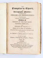 1821 TEMPLAR'S CHART or HIEROGLYPHIC MONITOR Jeremy Cross FIRST EDITION w/ 22 PLATES - Copy of JOHN BLEECKER of the PROMINENT, EARLY NEW YORK BLEECKER FAMILY - SIGNED TWICE / Freemasonry Masons Masonic by Jeremy Cross
